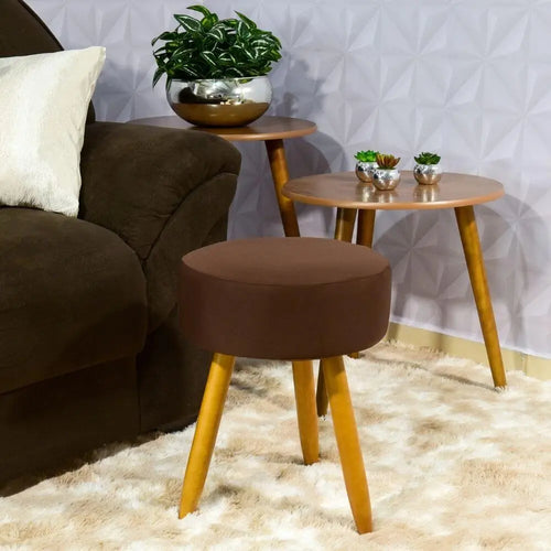 Capa para Puff Redondo - Marrom Universal: (A) 15 a 20cm, (L) 41x41cm