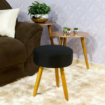 Kit 2 Capa para Puff Redondo - Alstromerias e Preto Universal: (A) 15 a 20cm, (L) 41x41cm