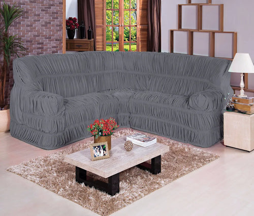 Capa para Sofa de Canto Elasticada - Cinza