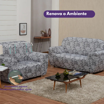 Capa de Sofá Elastex - White Flower