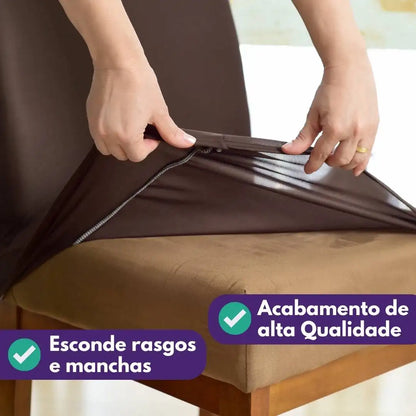 Capa Para Cadeira de Jantar - Marrom Tabaco