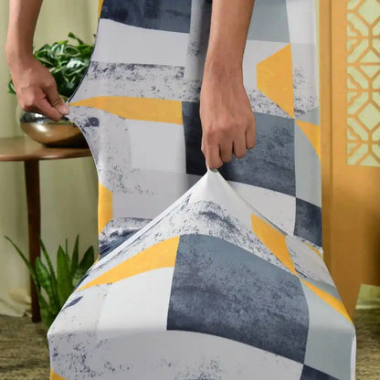 Capa Cadeira Jantar Spandex - Mármore Cinza