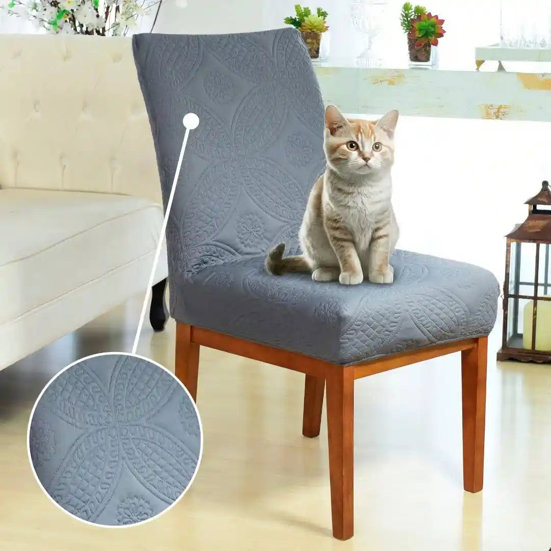 Capa Protetora de Cadeira Arranhão Gato Acolchoada - Cinza Chumbo