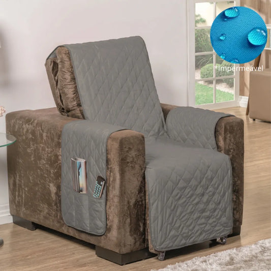 Capa Protetora Poltrona Impermeável Cinza-Preto