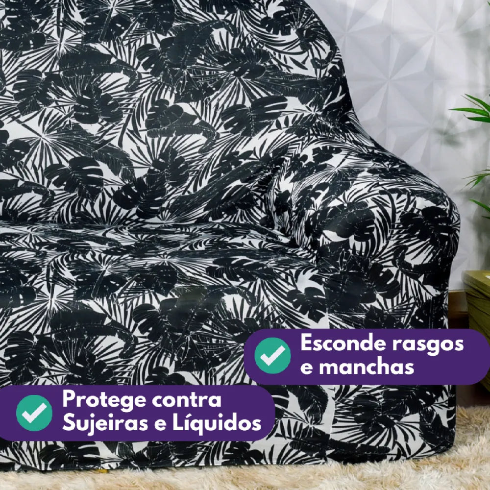 Capa de Sofá Elastex - Black Flower