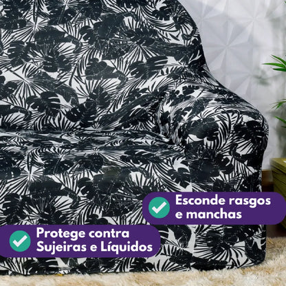 Capa de Sofá Elastex - Black Flower