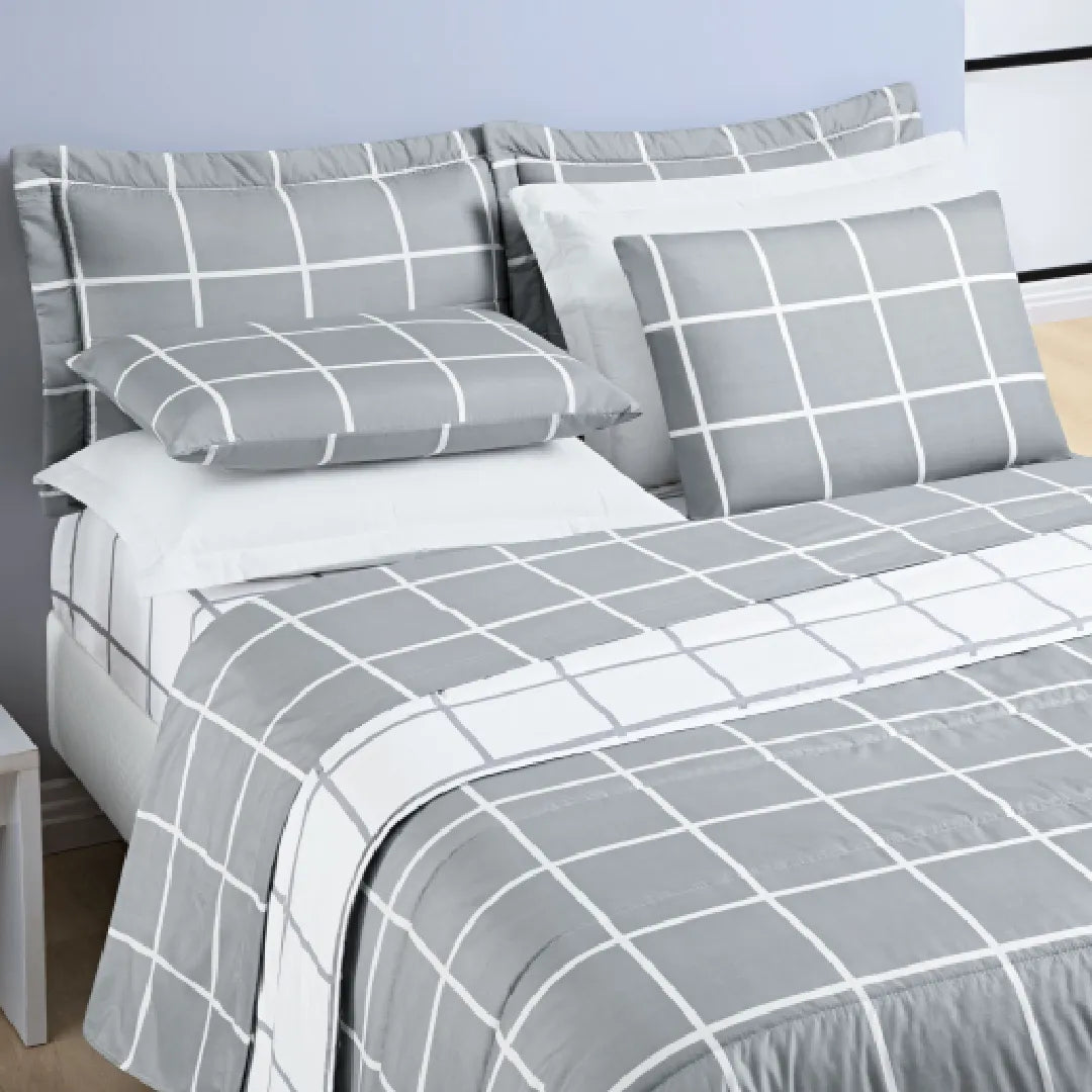 Cobre Leito Dupla Face Austin Cinza - Vários Tamanhos