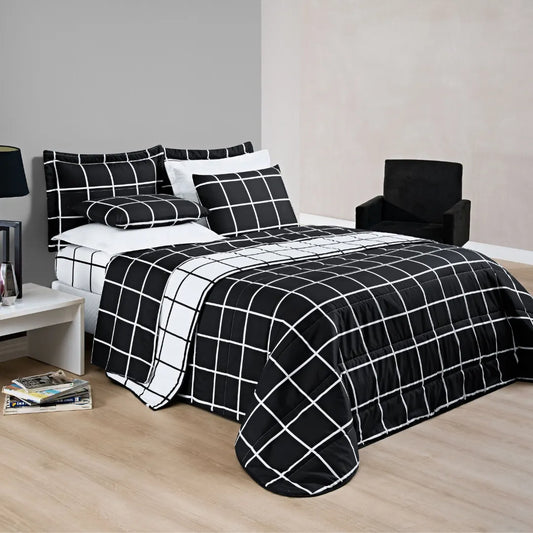 Cobre Leito Dupla Face Austin Preto - Vários Tamanhos