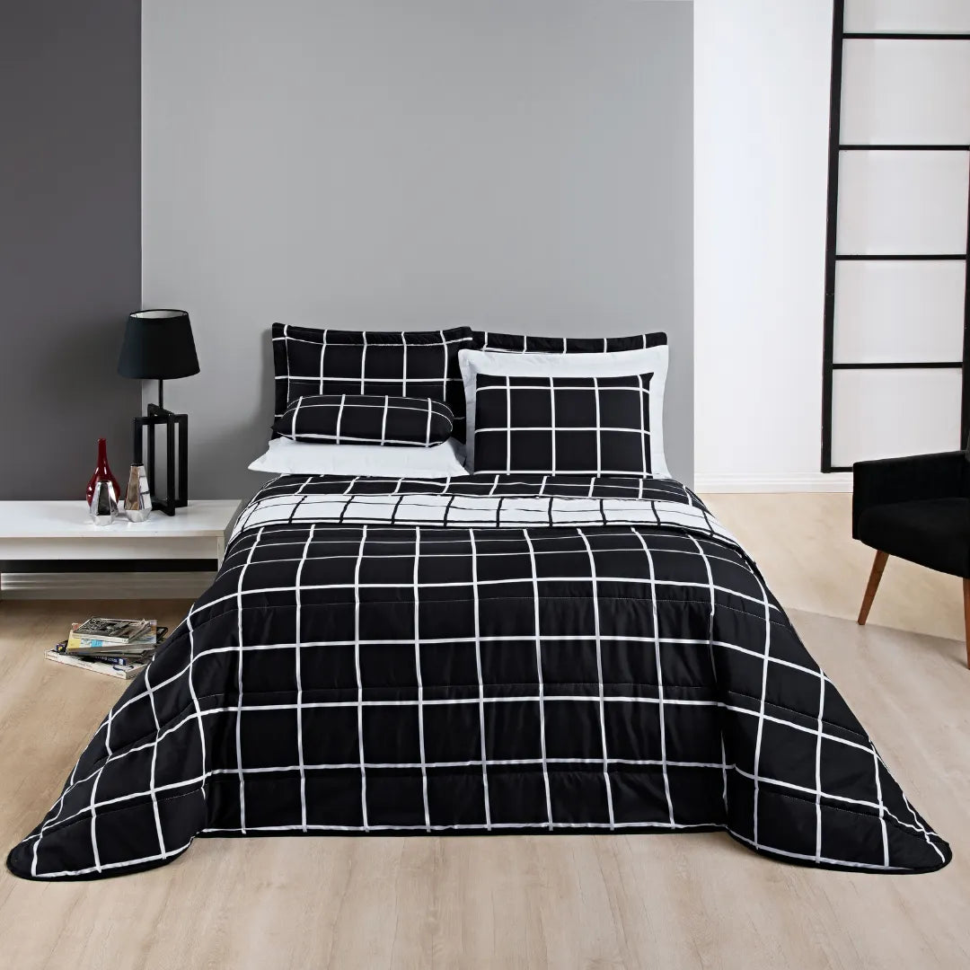 Cobre Leito Dupla Face Austin Preto - Vários Tamanhos