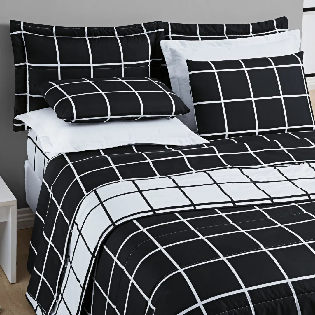 Cobre Leito Dupla Face Austin Preto - Vários Tamanhos