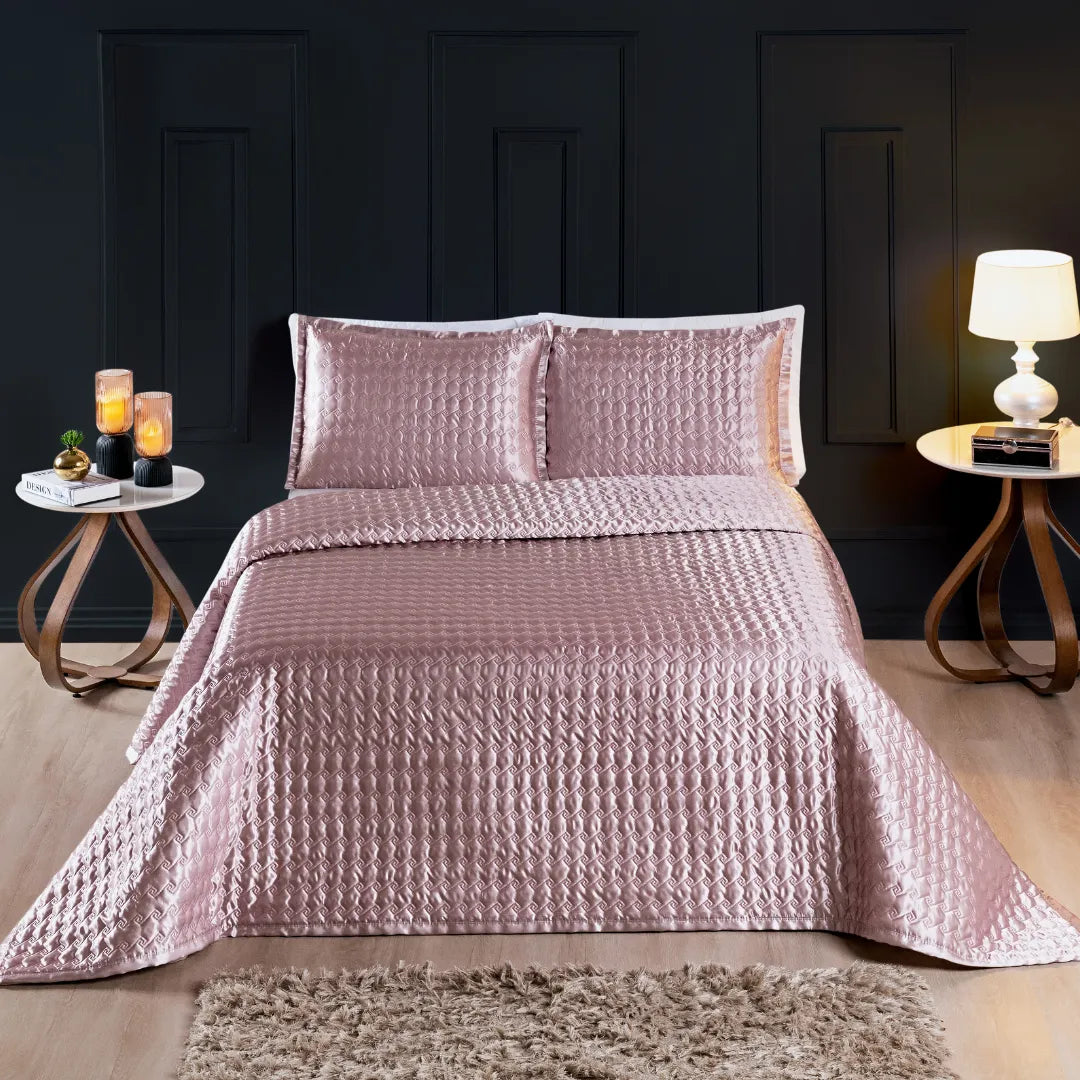 Cobre Leito Dupla Face Cetim Shine Rosê - Vários Tamanhos