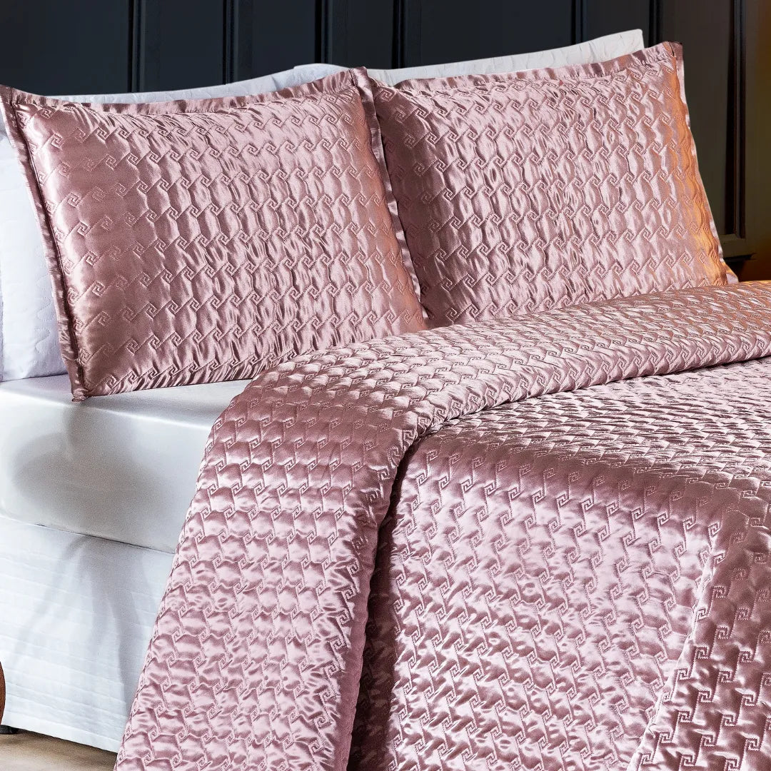 Cobre Leito Dupla Face Cetim Shine Rosê - Vários Tamanhos