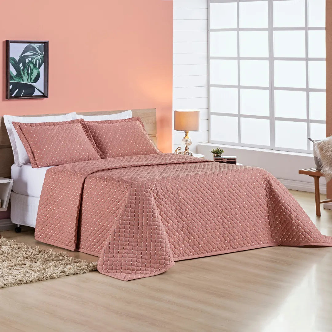 Cobre Leito Ravena Rosê - Vários Tamanhos