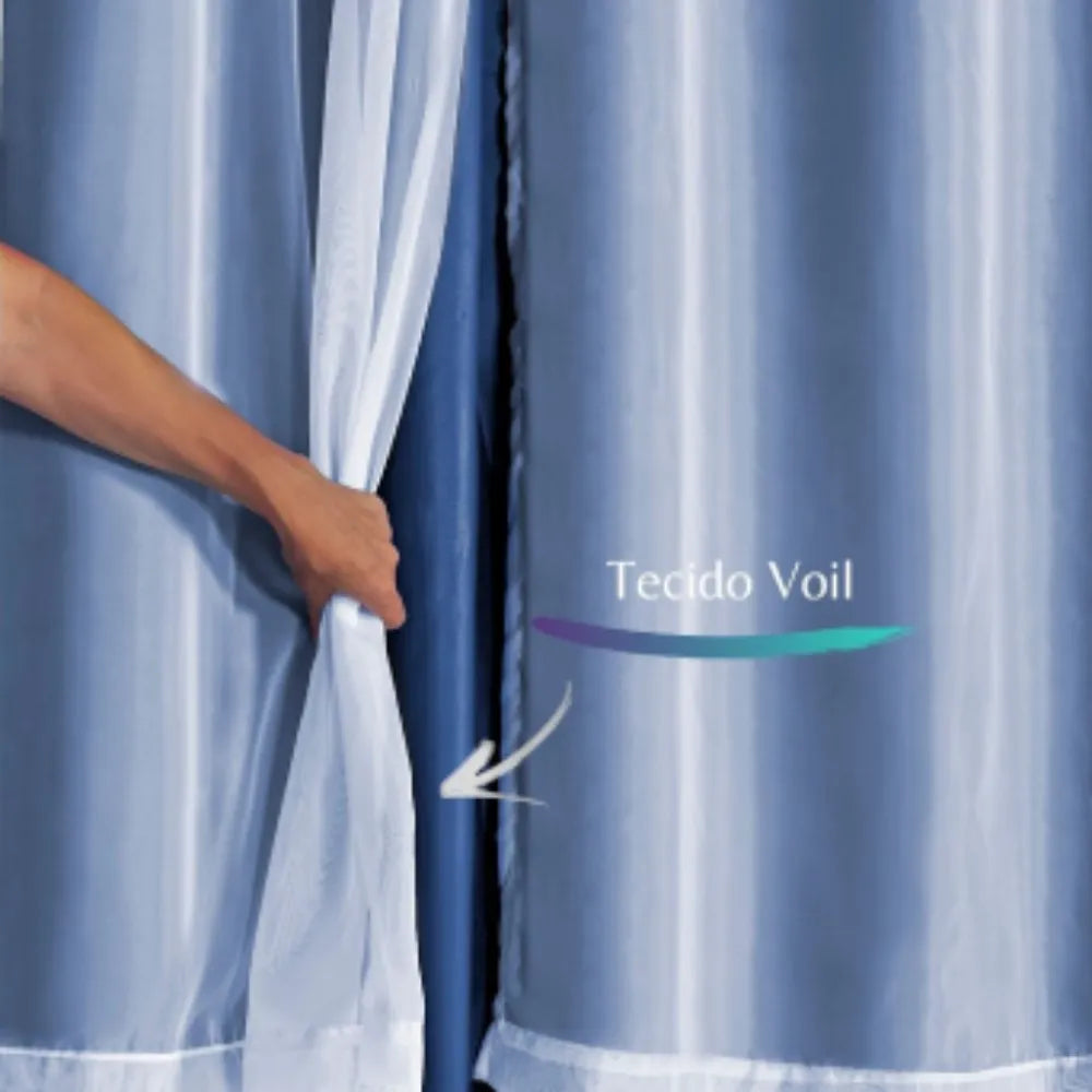 Cortina Blackout Charme - Azul (vários tamanhos)