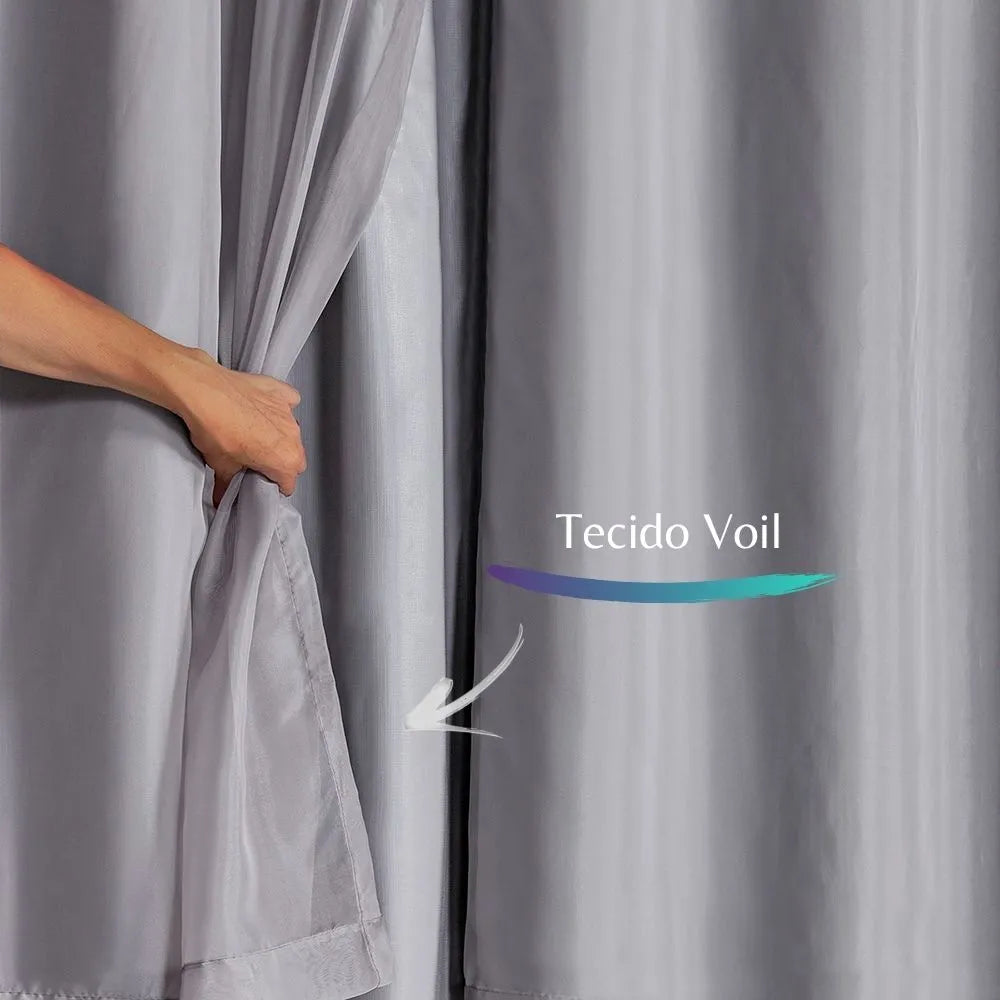Cortina Blackout Charme - Cinza (vários tamanhos)