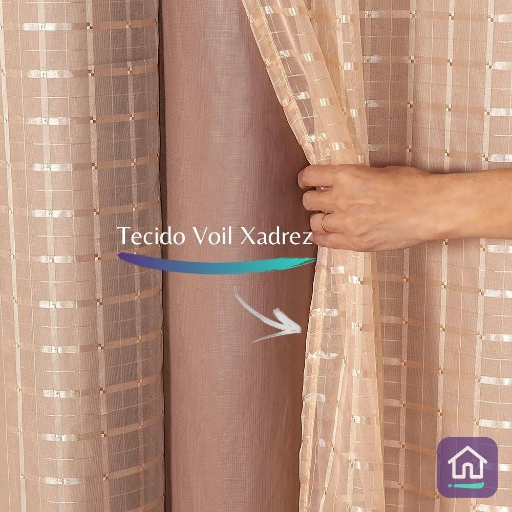 Cortina Blackout Xadrez 2,80x2,30 - Avelã