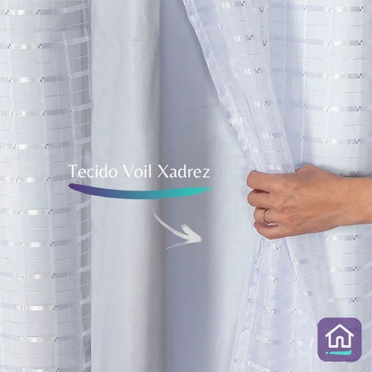 Cortina Blackout Xadrez 2,80x2,30 - Branco