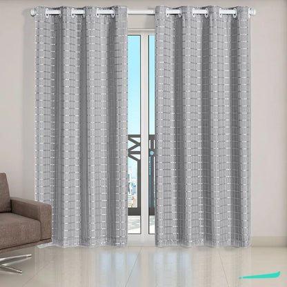 Cortina Blackout Xadrez 2,80x2,30 - Cinza