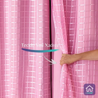 Cortina Blackout Xadrez 2,80x2,30 - Rosa