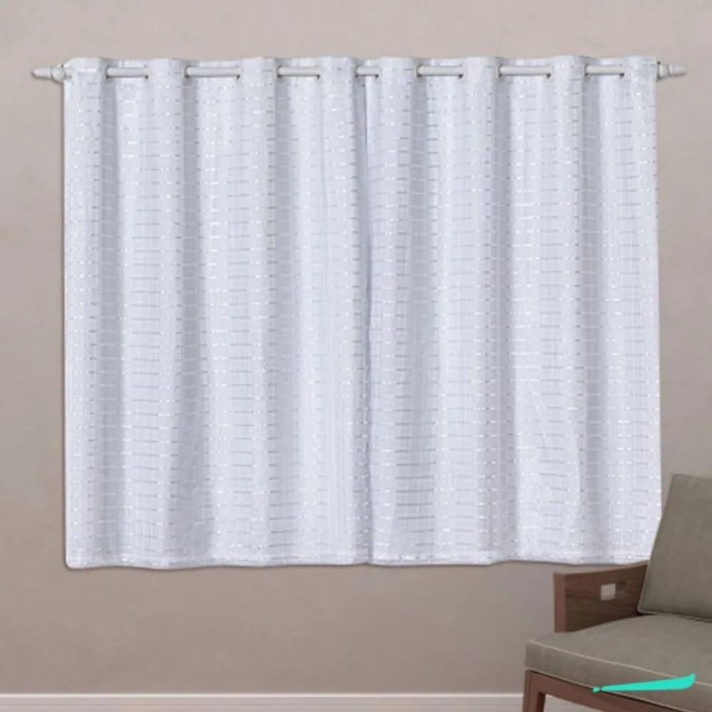 Cortina Blackout Xadrez Charme - Branco (vários tamanhos)