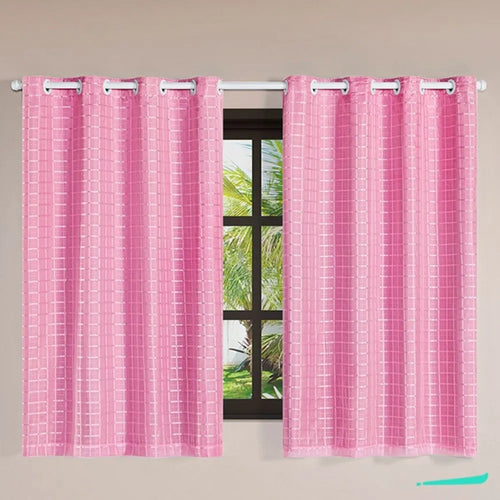 Cortina Blackout Xadrez Charme - Rosa (vários tamanhos)