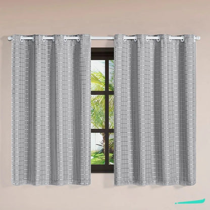 Cortina Blackout Xadrez Charme - Cinza (vários tamanhos)