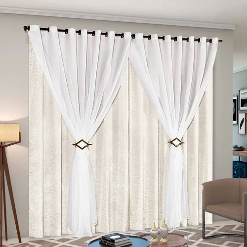 Cortina Celebre Luxo - Pérola/Branco - 4,00X2,50m