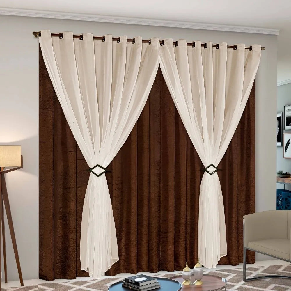 Cortina Celebre Luxo - Tabaco/Palha - 4,00X2,50m