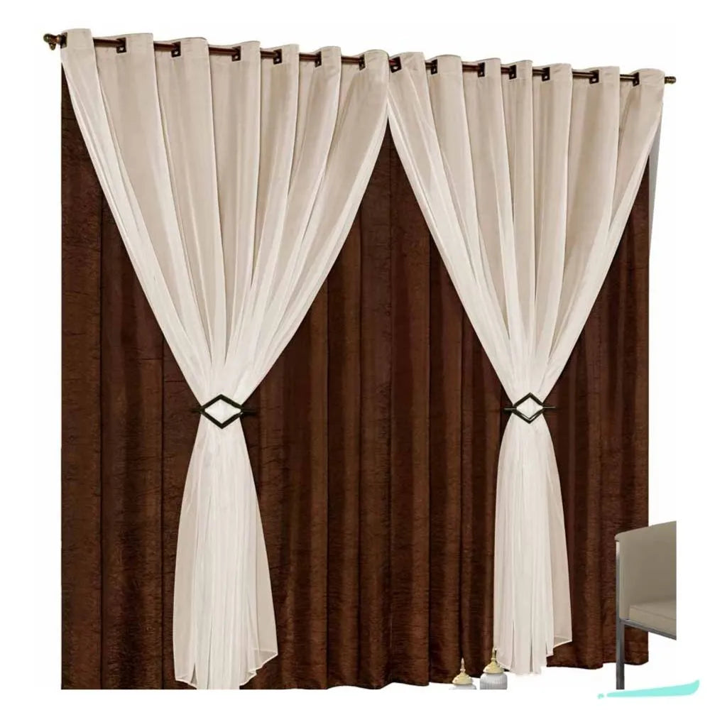 Cortina Celebre Luxo - Tabaco/Palha - 4,00X2,50m