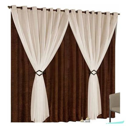 Cortina Celebre Luxo - Tabaco/Palha - 4,00X2,50m