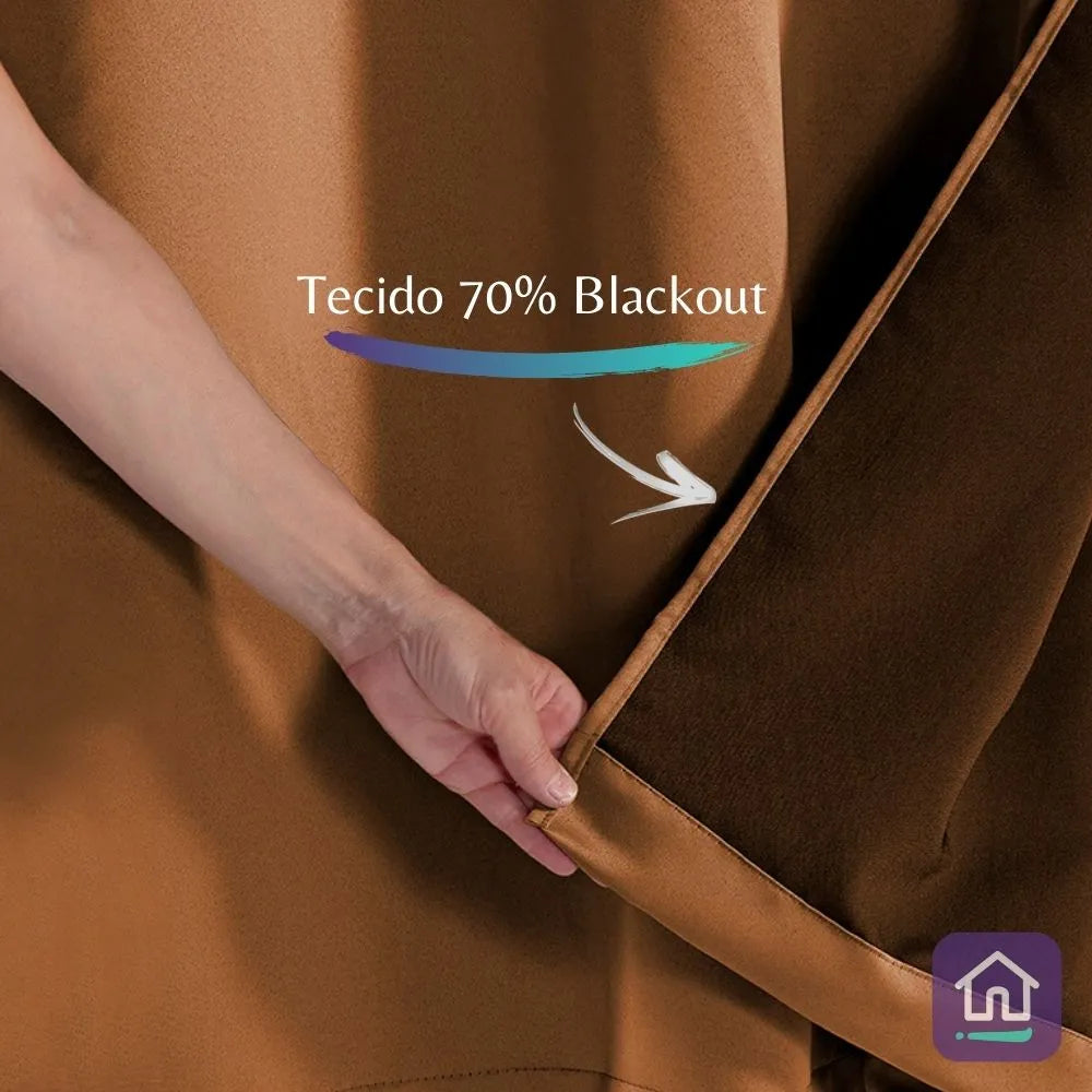 Cortina Corta Luz Charme - Avelã (Vários Tamanhos)