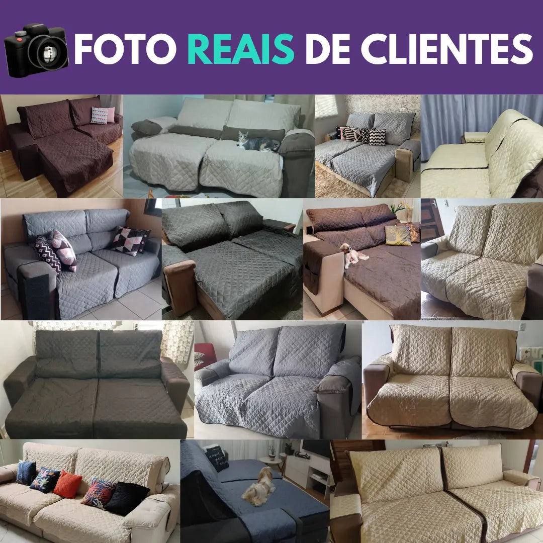 Protetor Sofá Retrátil Dupla Face Cinza-Preto