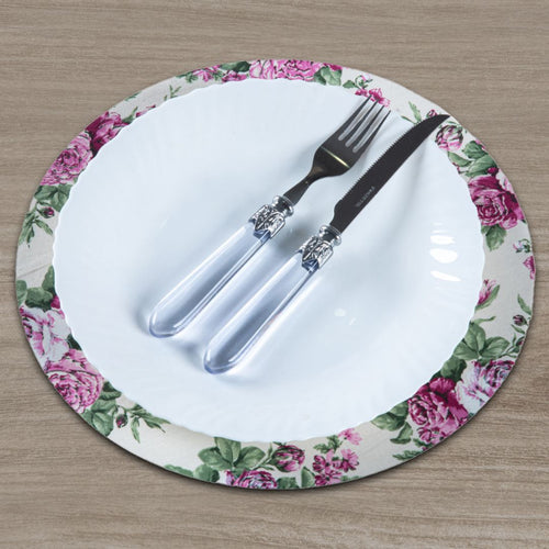 Jogo Americano Redondo 4 peças - Flor Marsala