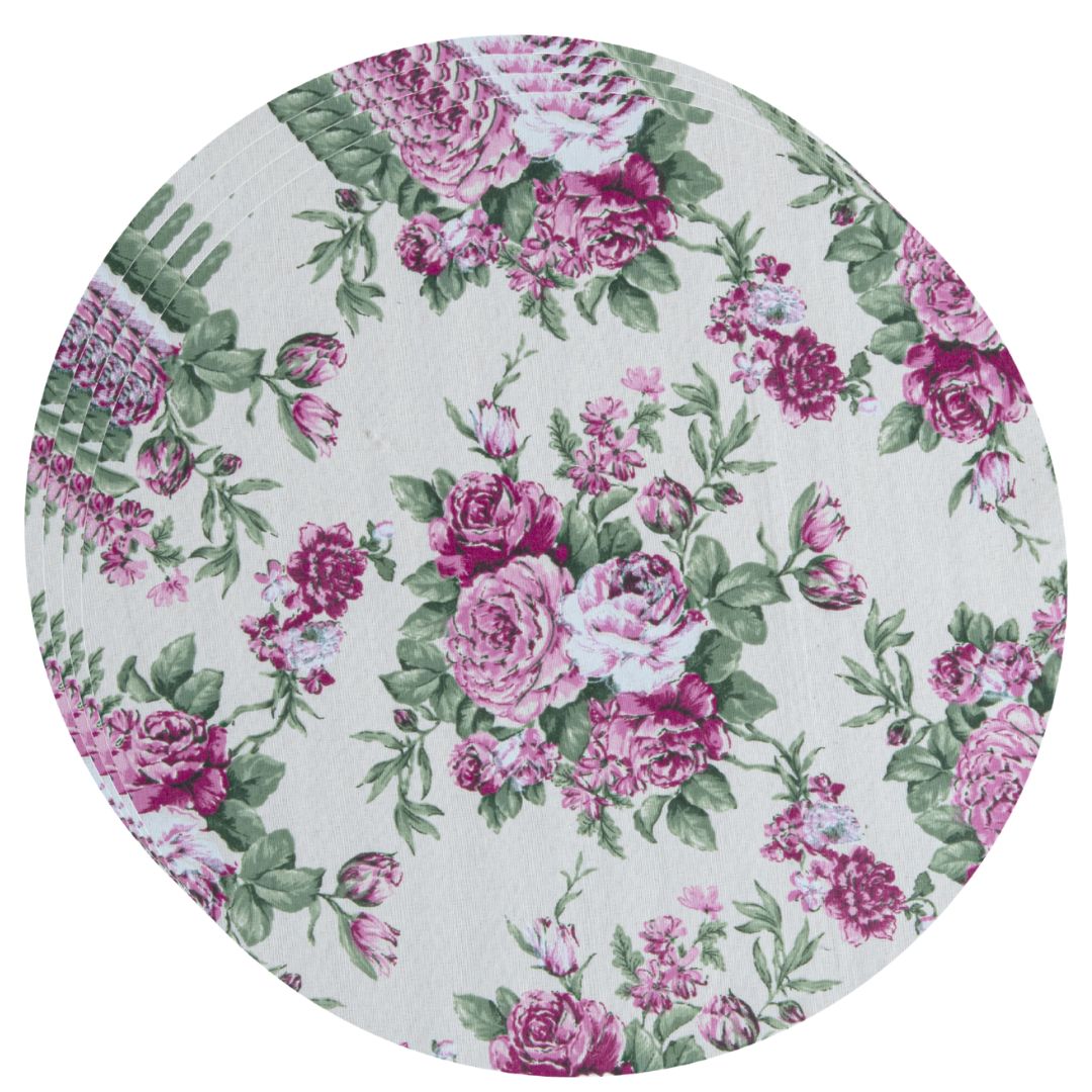 Jogo Americano Redondo 4 peças - Flor Marsala