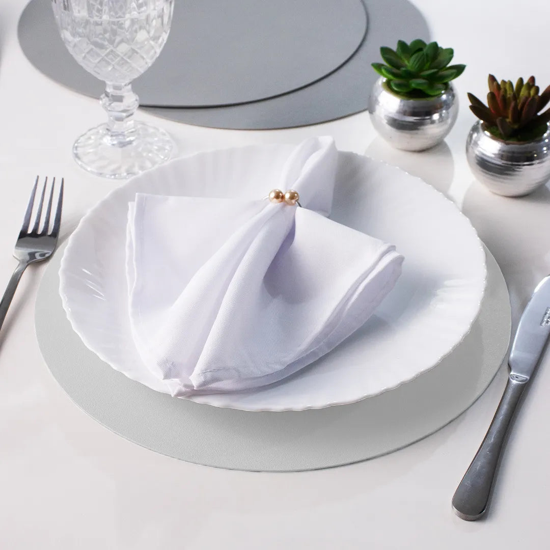 Jogo Americano Redondo Sousplat Corino impermeável - Branco