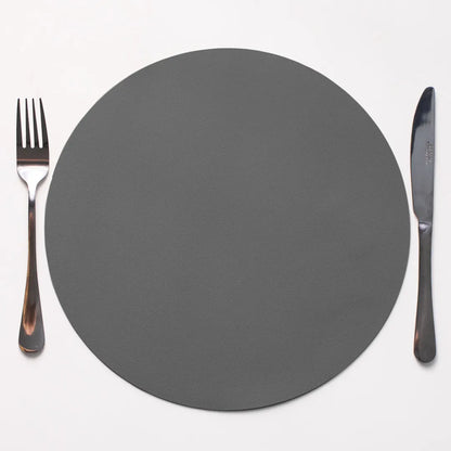 Jogo Americano Redondo Sousplat Corino impermeável - Chumbo