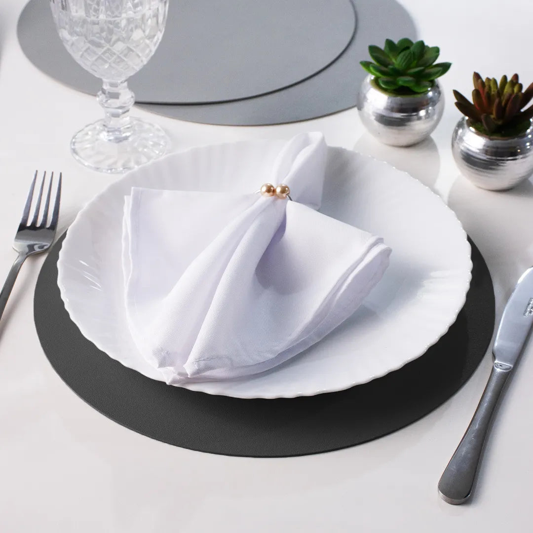 Jogo Americano Redondo Sousplat Corino impermeável - Chumbo