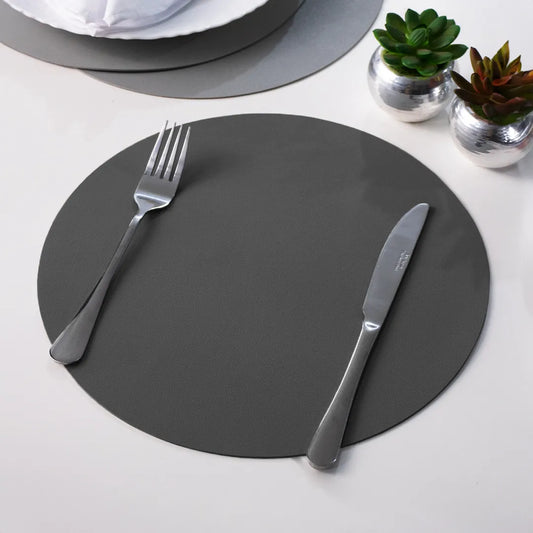 Jogo Americano Redondo Sousplat Corino impermeável - Chumbo