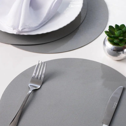 Jogo Americano Redondo Sousplat Corino impermeável - Cinza