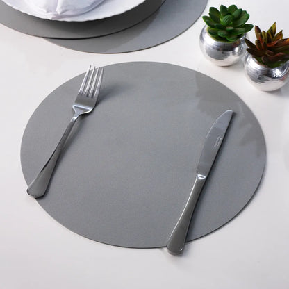 Jogo Americano Redondo Sousplat Corino impermeável - Cinza