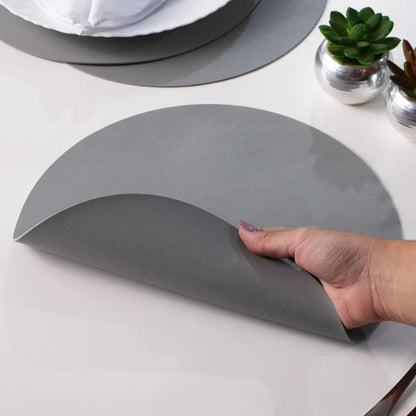 Jogo Americano Redondo Sousplat Corino impermeável - Cinza