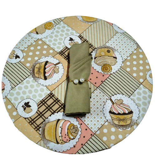 Jogo Americano Redondo Sousplat - Cupcake Bege