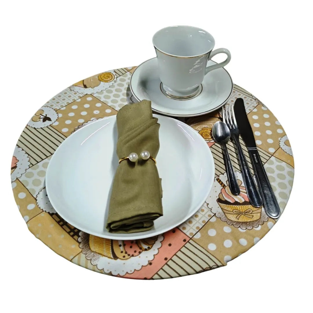 Jogo Americano Redondo Sousplat - Cupcake Bege