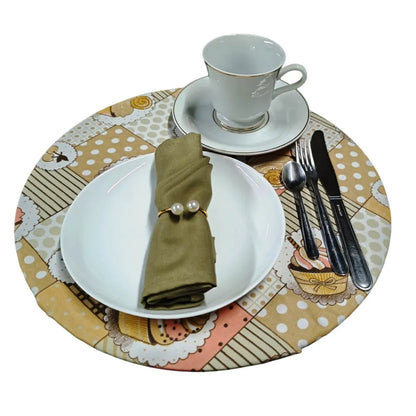 Jogo Americano Redondo Sousplat - Cupcake Bege