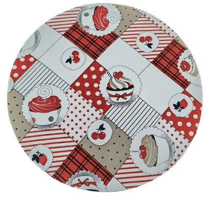 Jogo Americano Redondo Sousplat - Cupcake Vermelho