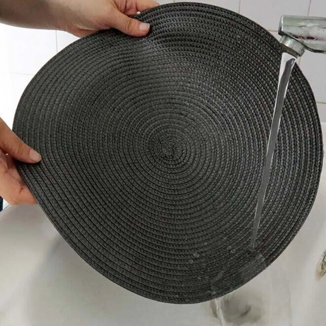 Jogo Americano Redondo Sousplat Impermeável - Preto