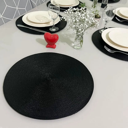 Jogo Americano Redondo Sousplat Impermeável - Preto