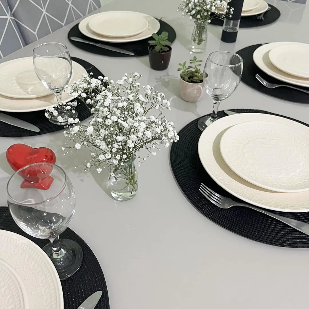 Jogo Americano Redondo Sousplat Impermeável - Preto