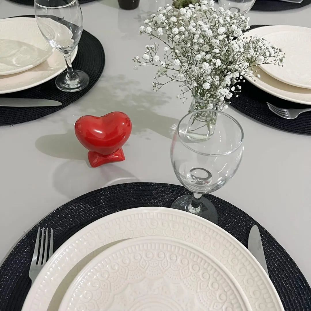 Jogo Americano Redondo Sousplat Impermeável - Preto