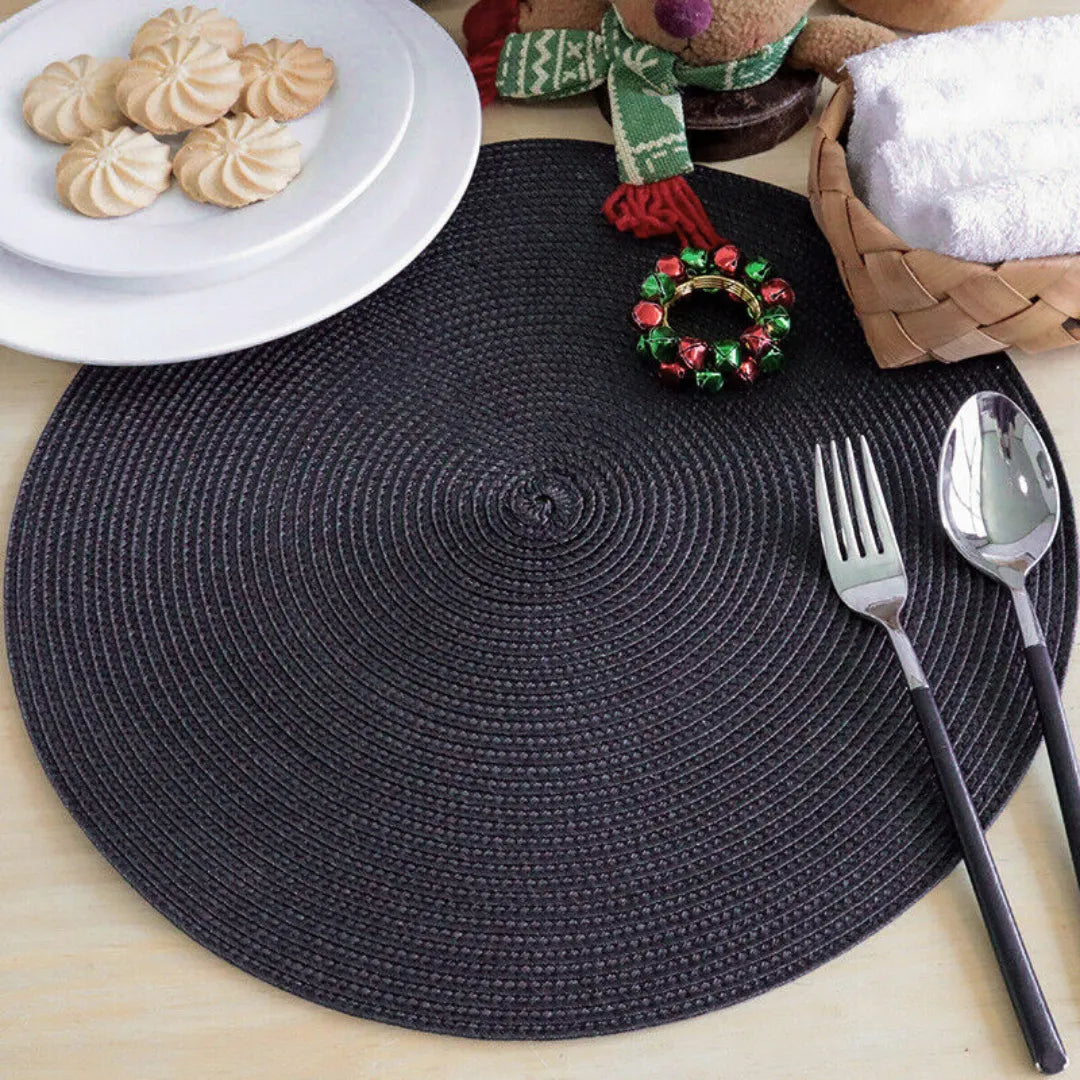 Jogo Americano Redondo Sousplat Impermeável - Preto